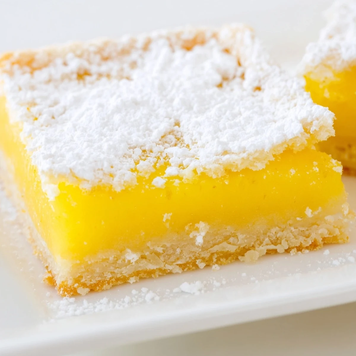 Freshly baked Lemon Dessert Bars with golden shortbread crust and vibrant lemon filling, dusted with powdered sugar.