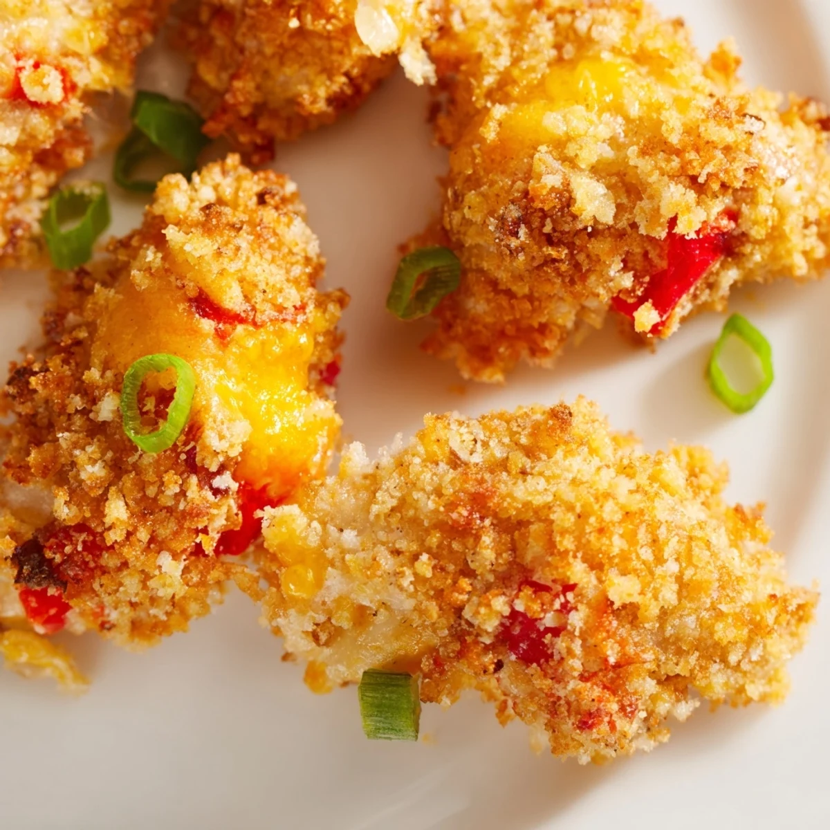 Freshly baked Chicken Treat Bites cooling on a wire rack, showcasing chopped red bell peppers and parsley.