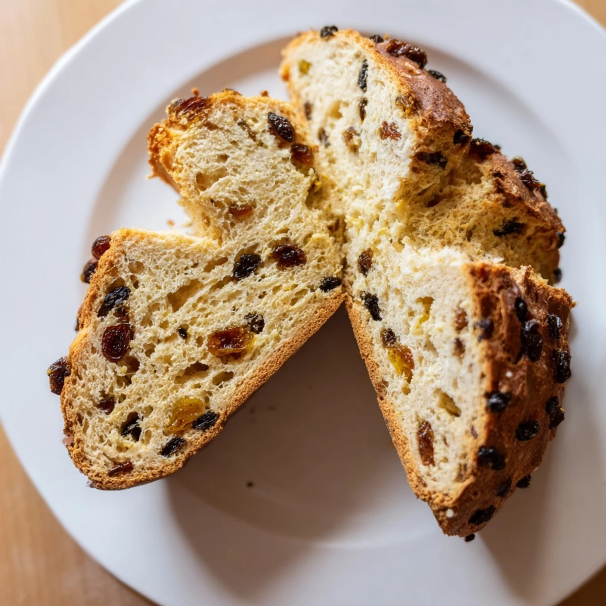 Rustic loaf of Irish Soda Bread with Currants and Caraway Seeds served warm with Irish butter and honey.