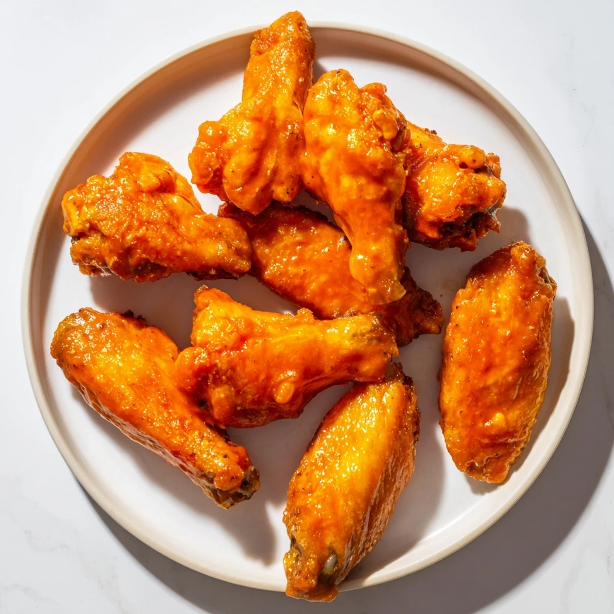 Golden, crunchy air fryer chicken wings glazed in tangy Buffalo sauce, paired with fresh celery sticks for dipping.