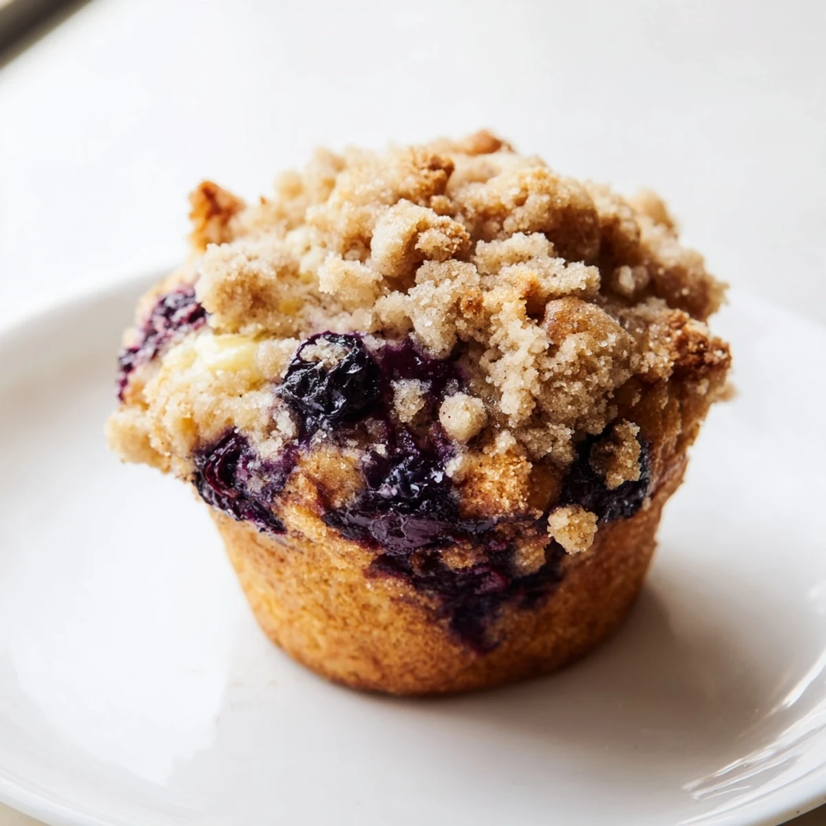 Freshly baked Lemon Blueberry Muffins with Streusel in a tin, zesty lemon aroma, perfect for an American breakfast snack.