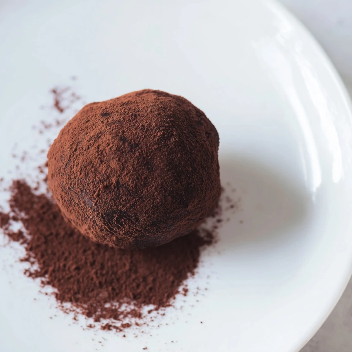Chilled Chocolate Truffles with Cocoa Powder are dusted in unsweetened cocoa, arranged neatly on parchment for serving.