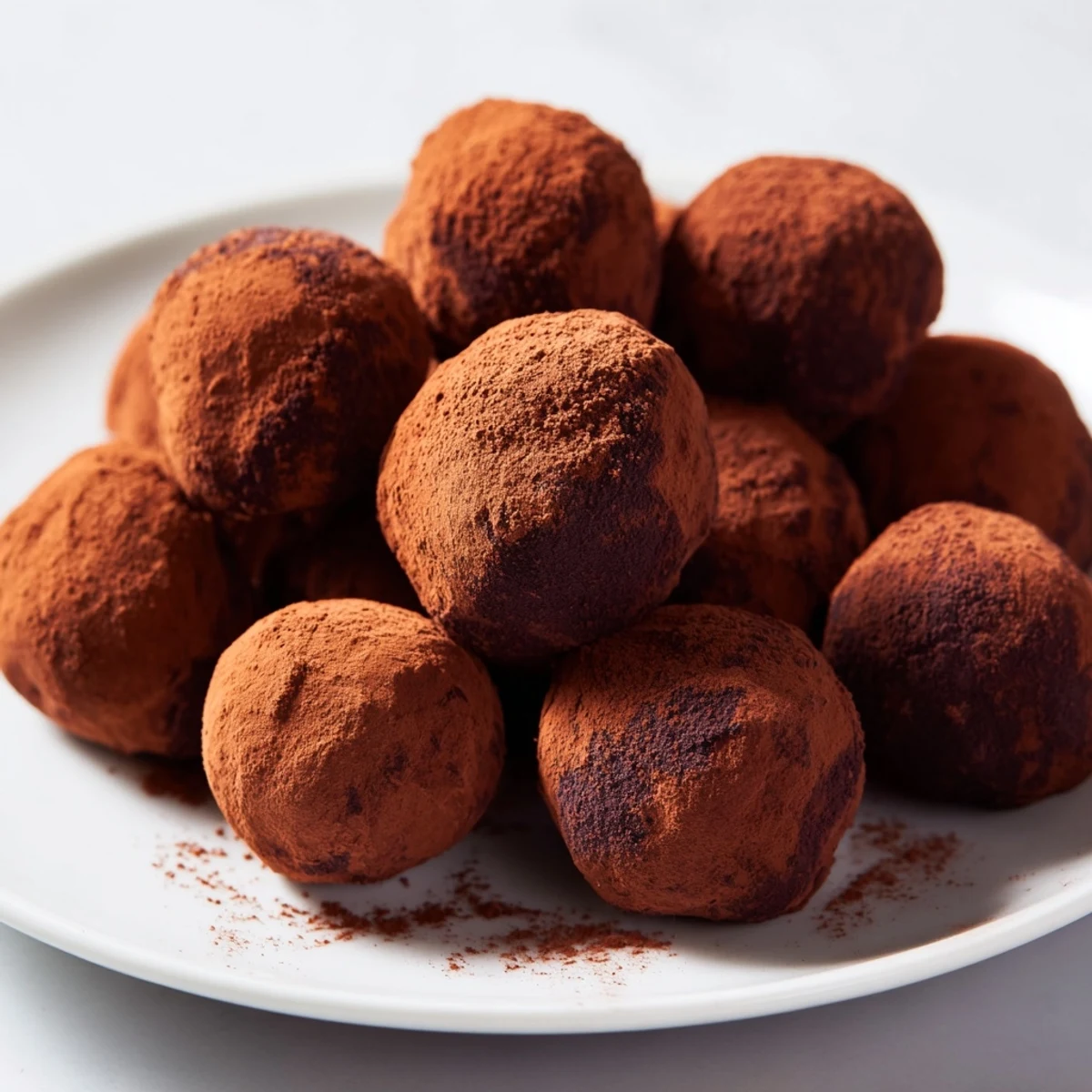 Rich, glossy Chocolate Truffles with Cocoa Powder nestled in a dessert dish ready for an elegant treat.