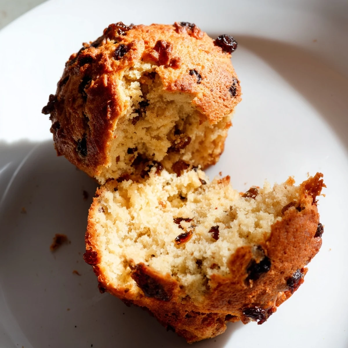 Freshly baked Irish Soda Bread Muffins with a crispy golden crust and tender crumbly center, served warm on a wooden board.