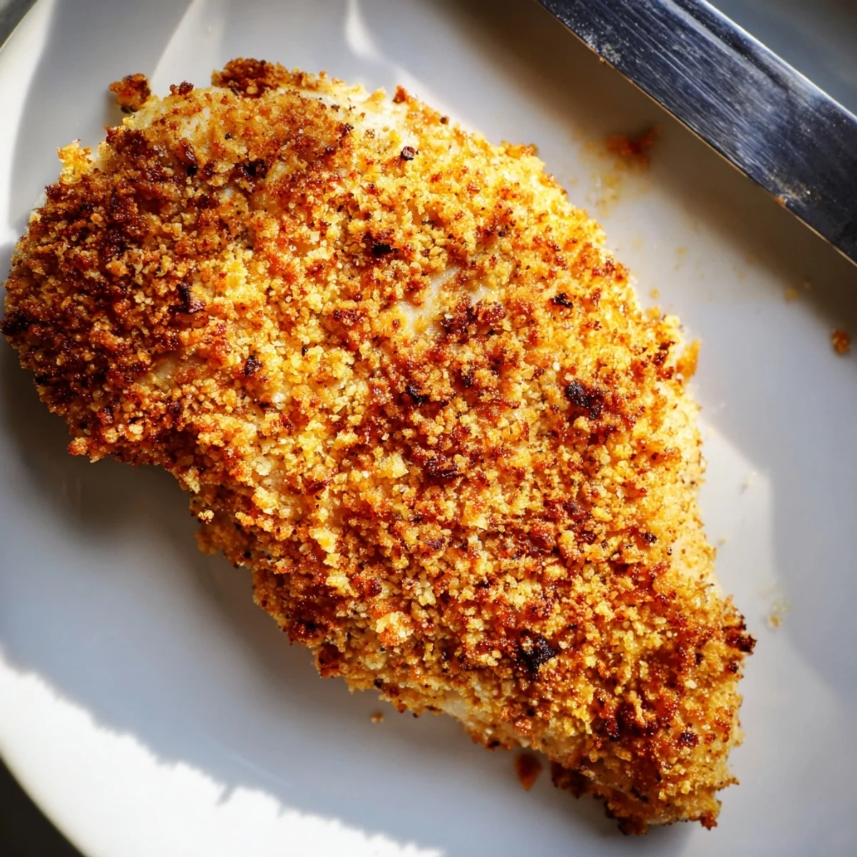 Juicy baked garlic parmesan chicken emerges from the oven with a golden crust and aromatic garlic and cheese topping.