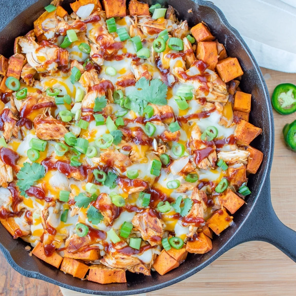 This Sweet Potato Skillet with BBQ Chicken & Cheese offers a hearty, gluten-free main dish perfect for weeknights.