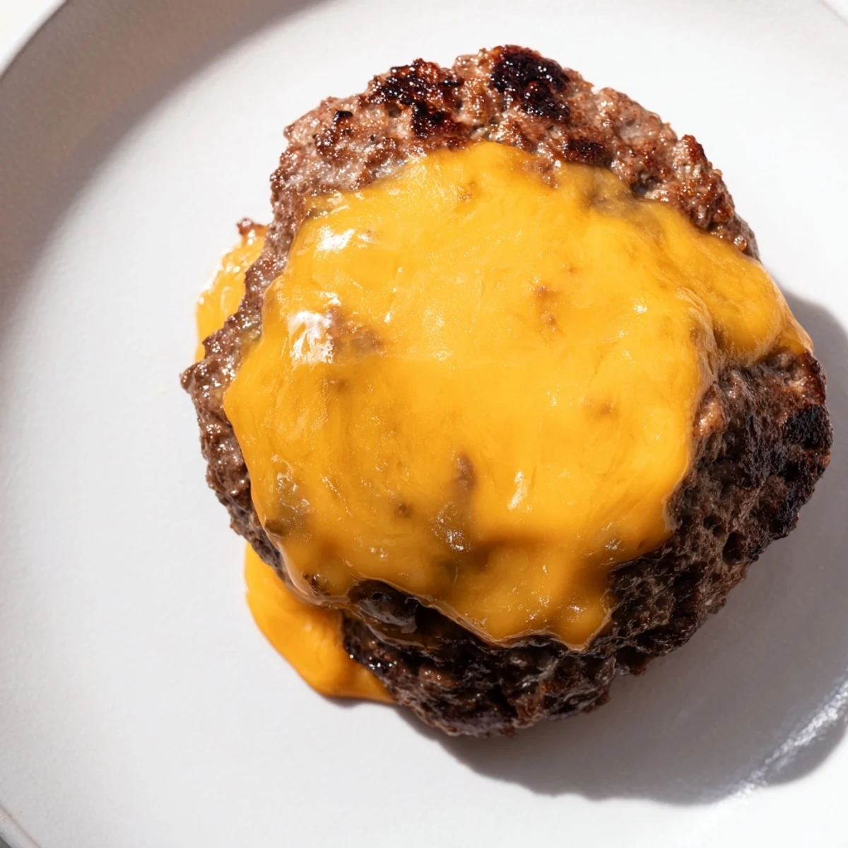 Golden air fryer hamburger patties with melted cheese and fresh toppings on toasted buns