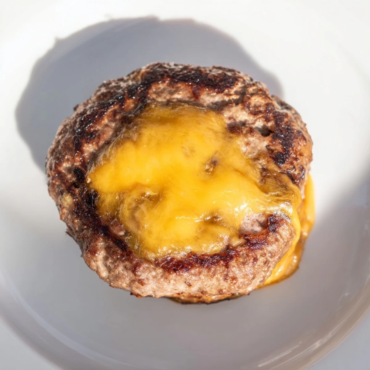 Perfectly cooked hamburger patties fresh from air fryer with classic burger fixings