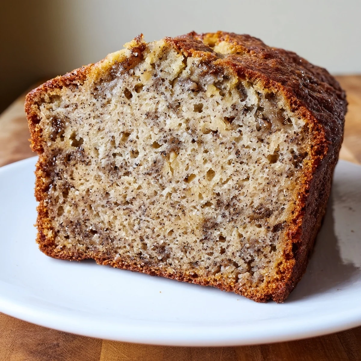 Homemade best ever banana bread cooling on wire rack with golden crust