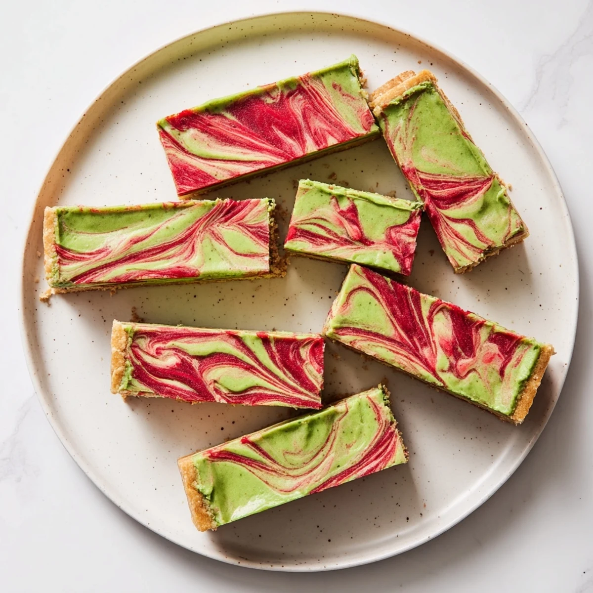 Elegant dessert bars featuring earthy matcha crust, sweet cream cheese layer, and juicy strawberry ribbons