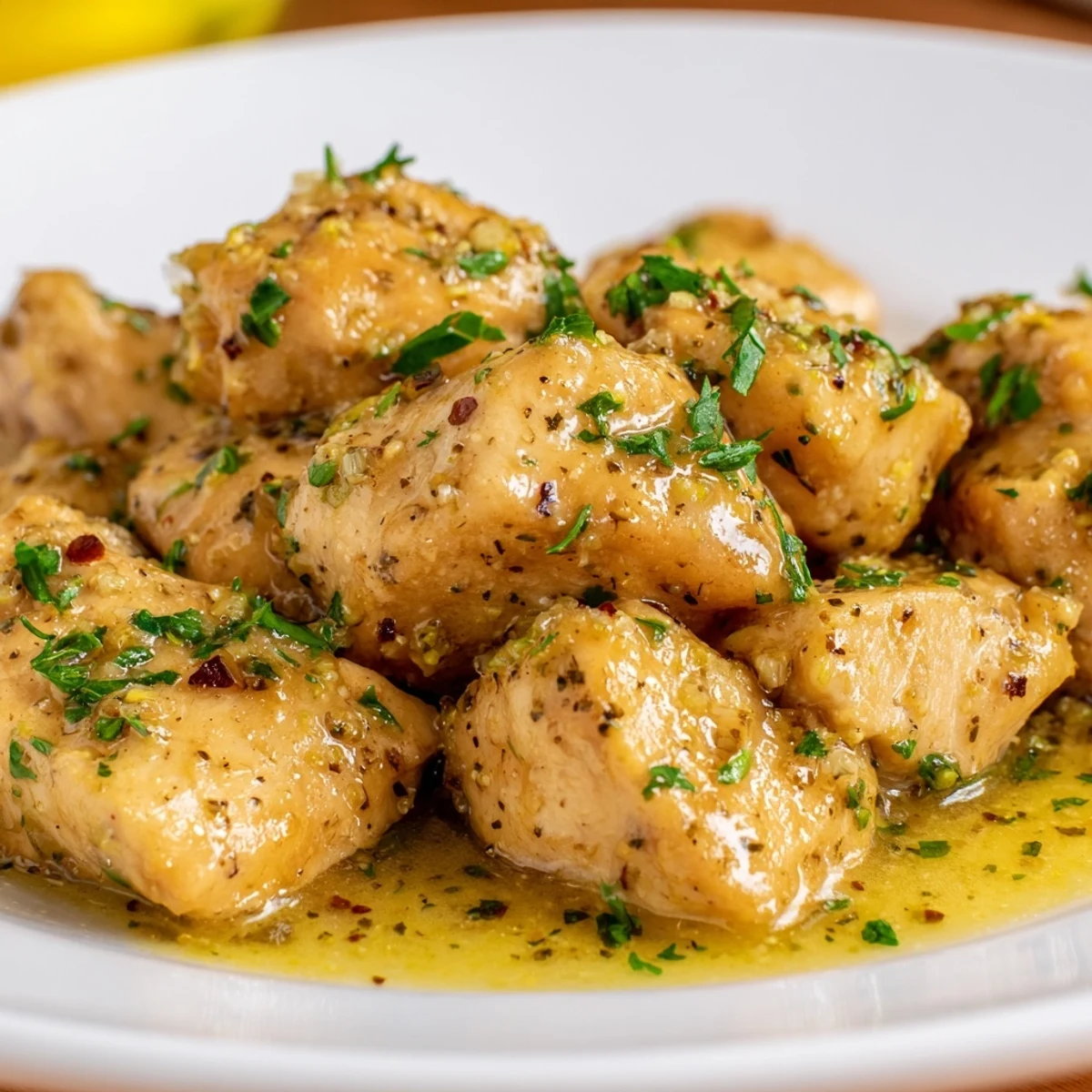 Golden garlic butter chicken breasts slow-cooked to tender perfection in a crockpot