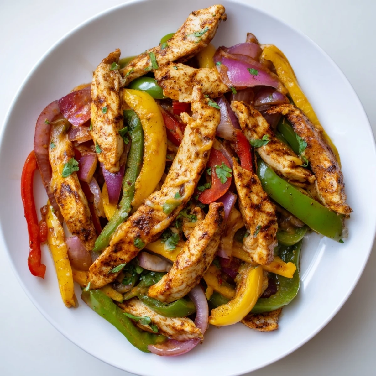 One-pan Cheesy Baja Chicken Bell Pepper Skillet served with warm corn tortillas