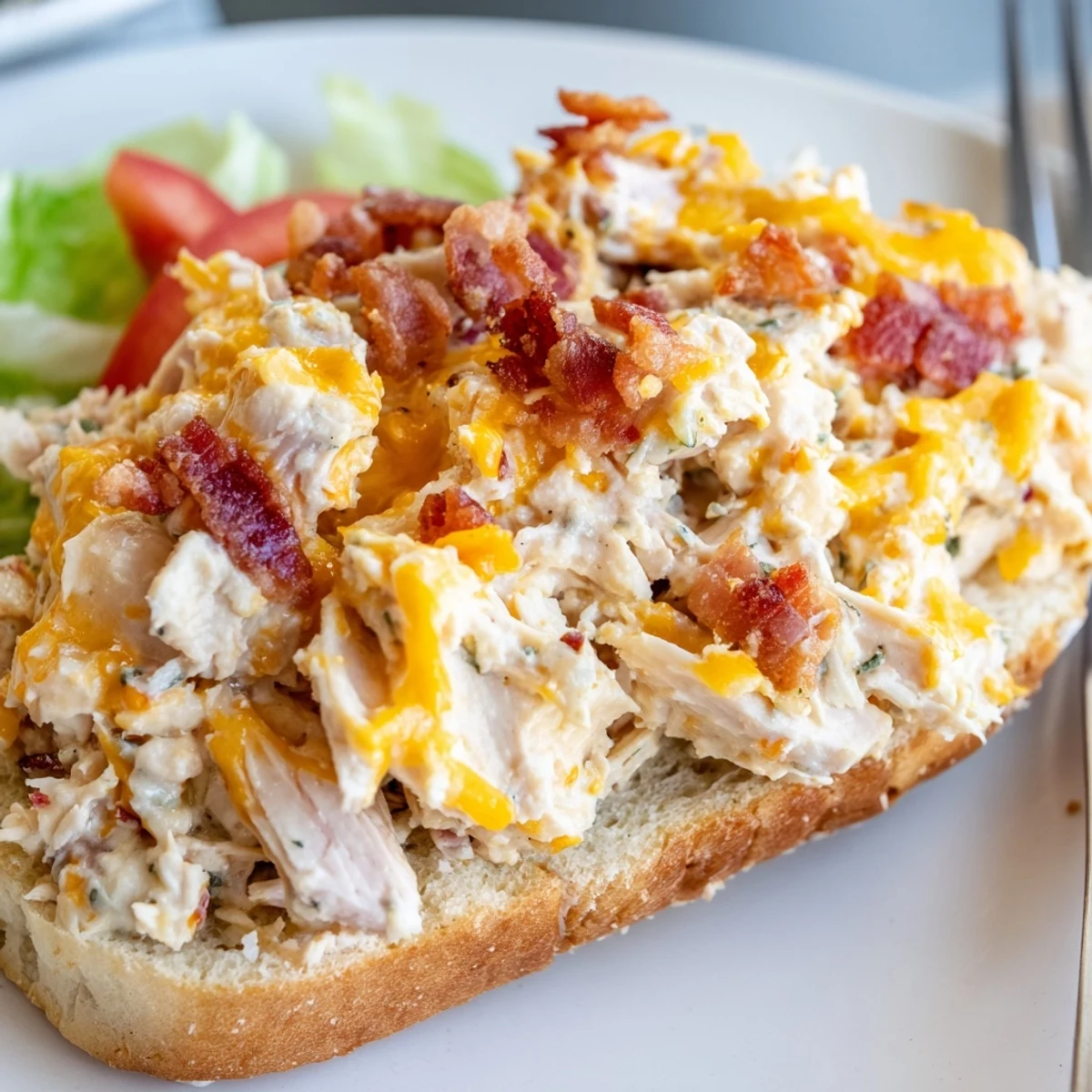 Warm Crack Chicken Sandwiches piled high with gooey cheddar and crispy bacon