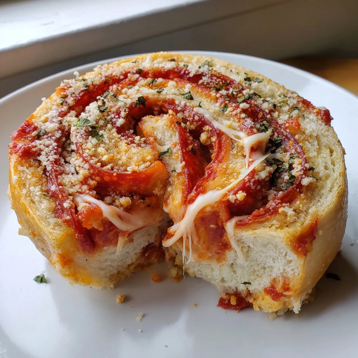 Warm Homemade Pizza Rolls brushed with garlic butter, ready for dipping