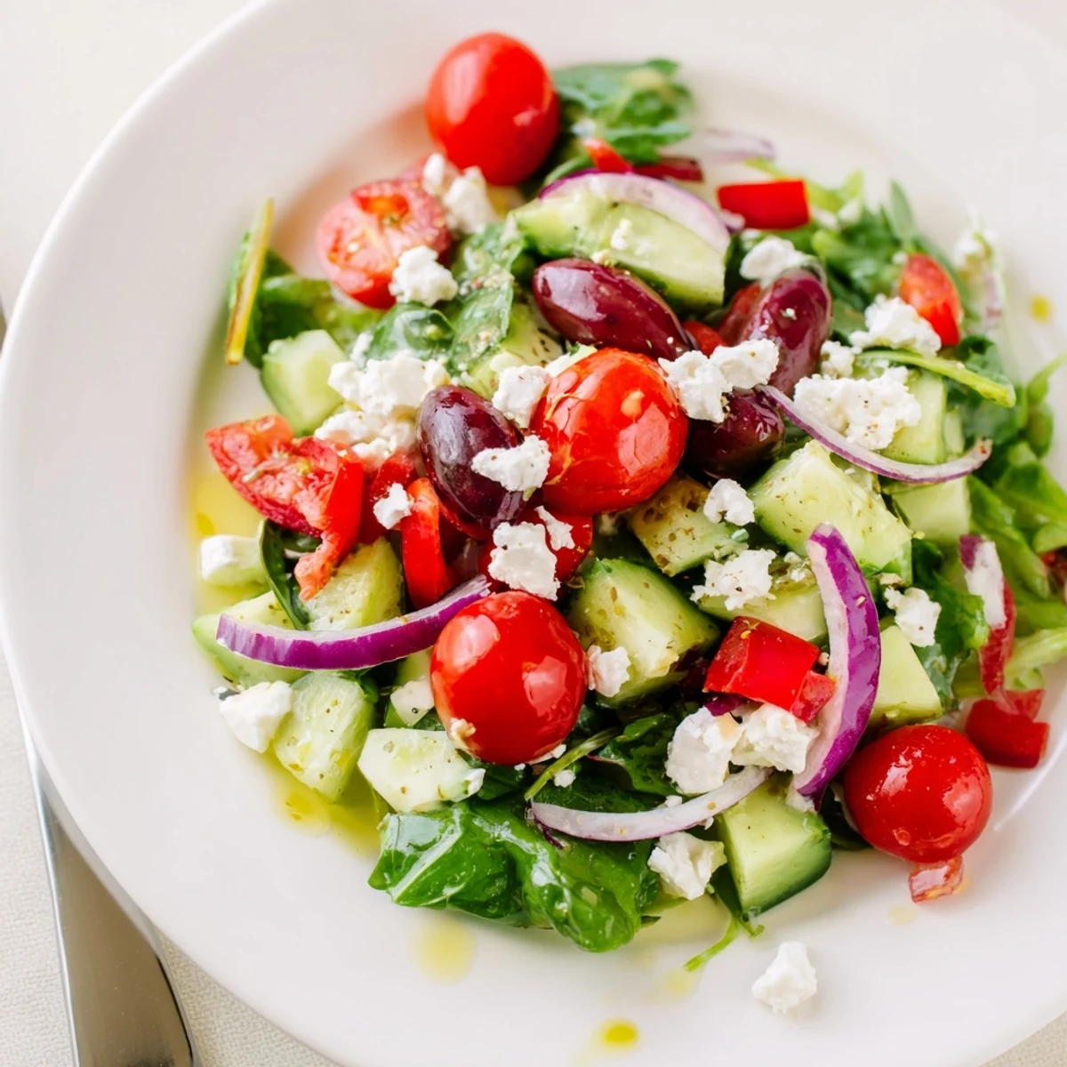 Colorful Fresh Salad Recipe served in a bowl with crunchy cucumbers.
