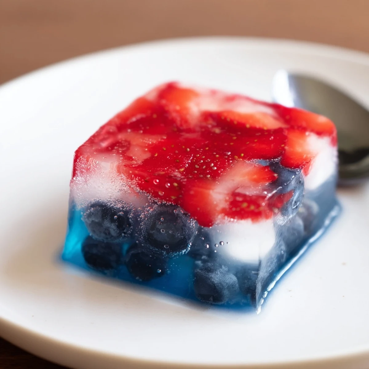 Red White And Blue Ice Cubes Recipe showing bright layered berries, coconut in tray