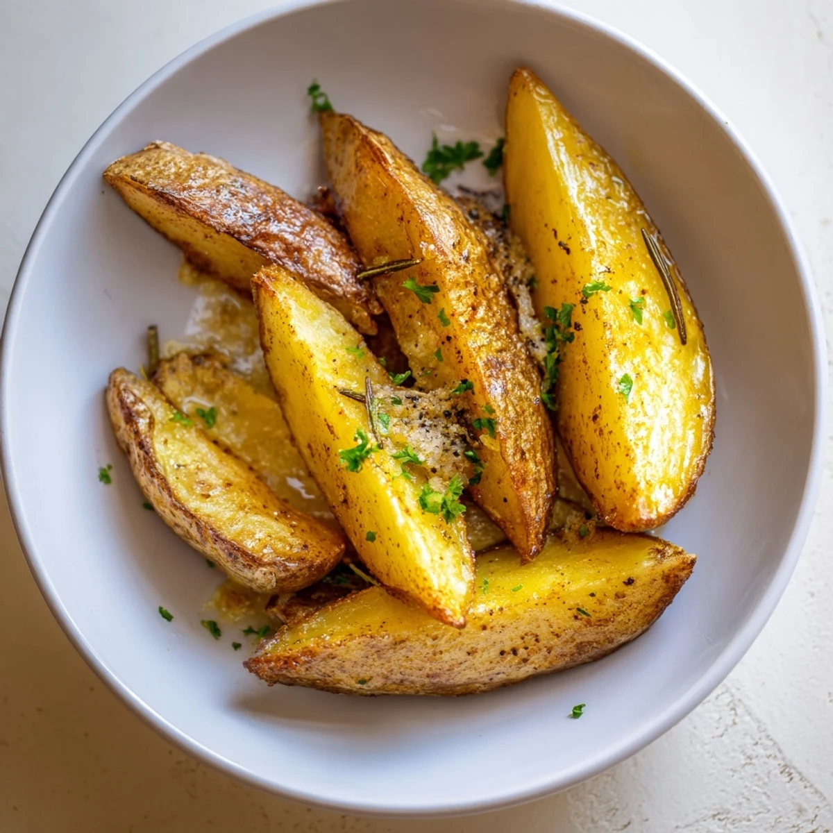 Seasoned Potato Wedges on parchment-lined baking sheet, perfect for dipping