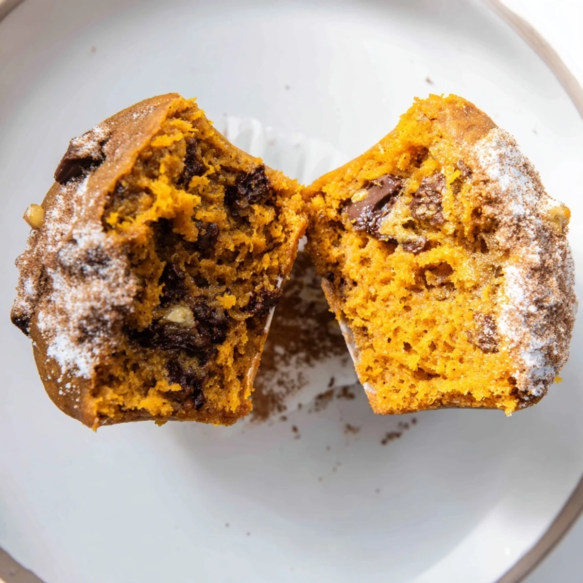 Warm Pumpkin Banana Muffins Recipe topped with melting butter and toasted pecans.