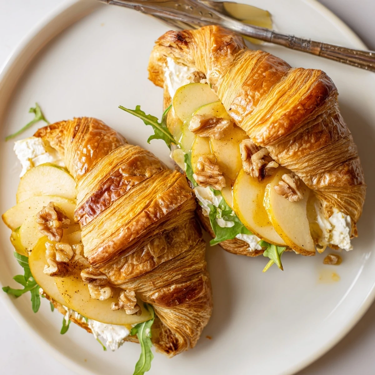 Apple Goat Cheese Croissant Sandwich with crisp apple slices and creamy cheese