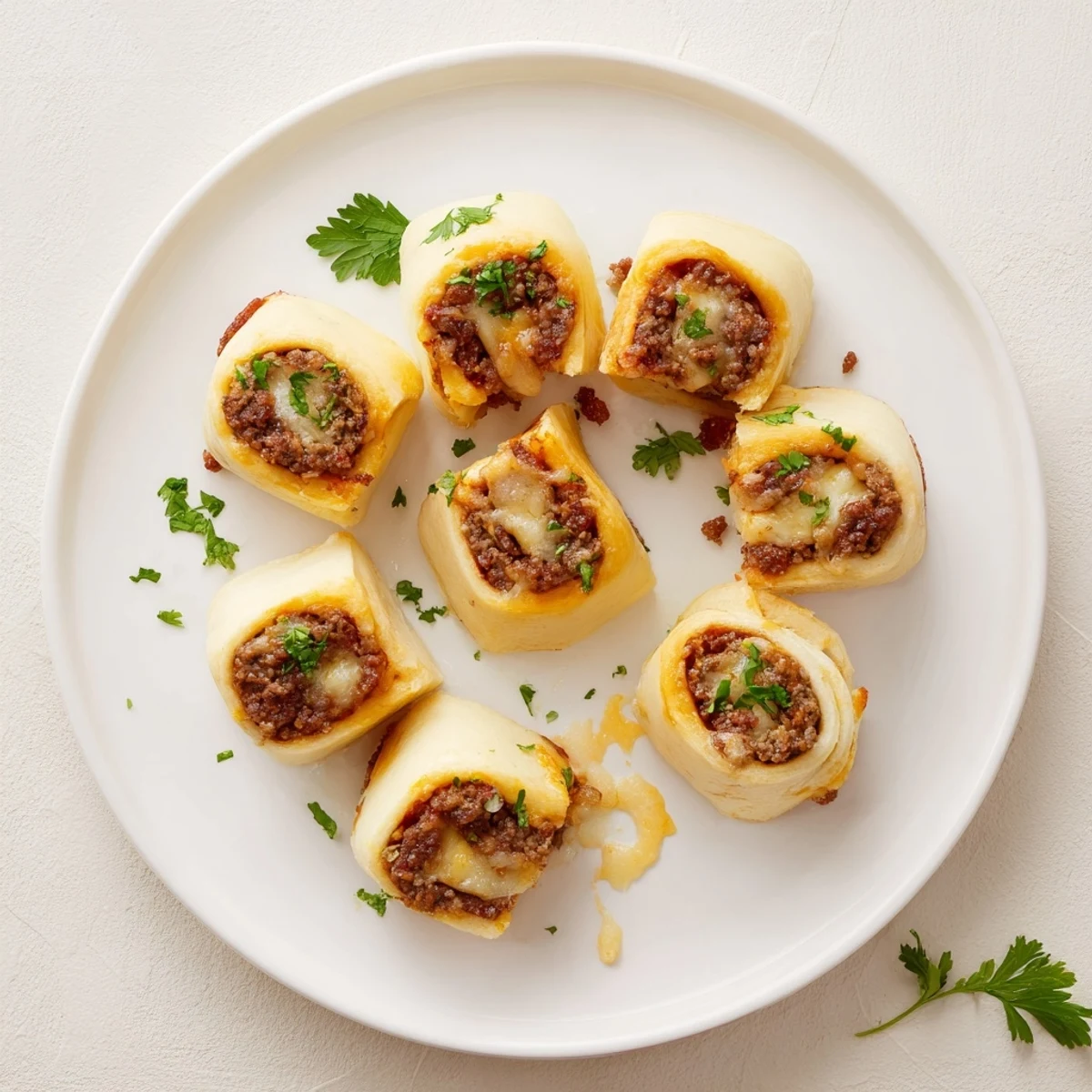 Golden, bubbly Cheesy Beef Pepperoni Pizza Roll Ups cooling on parchment, ready for dipping
