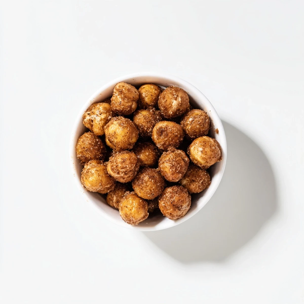 Crispy sweet and spicy chickpeas tossed with aromatic cinnamon and maple syrup for a healthy snack
