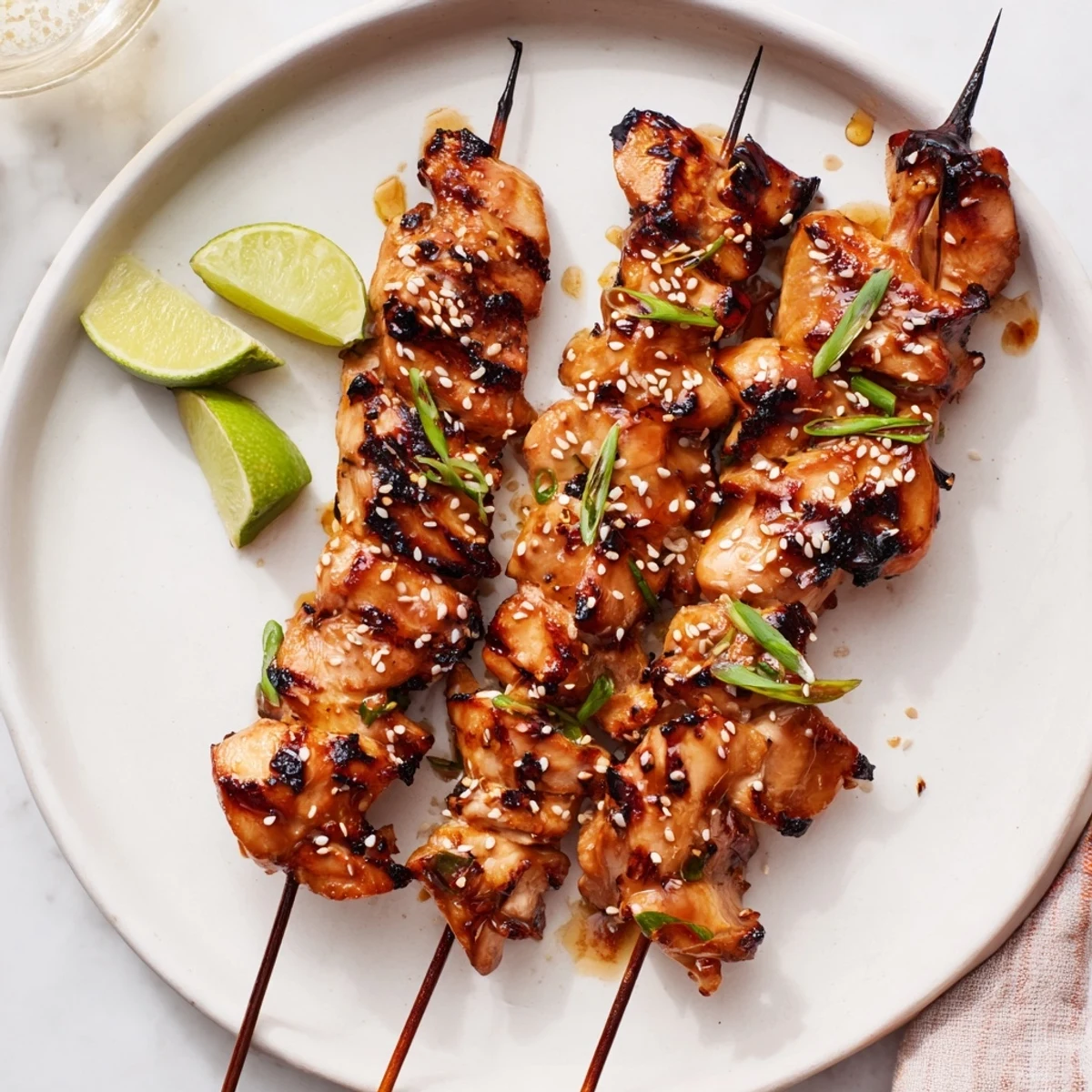 Tender, tangy glaze on skewers — Grilled Asian Chicken Skewers With Honey Garlic Sauce