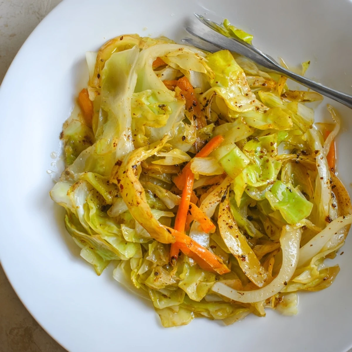 Glistening wedges of cabbage highlight this Savory Braised Cabbage Recipe