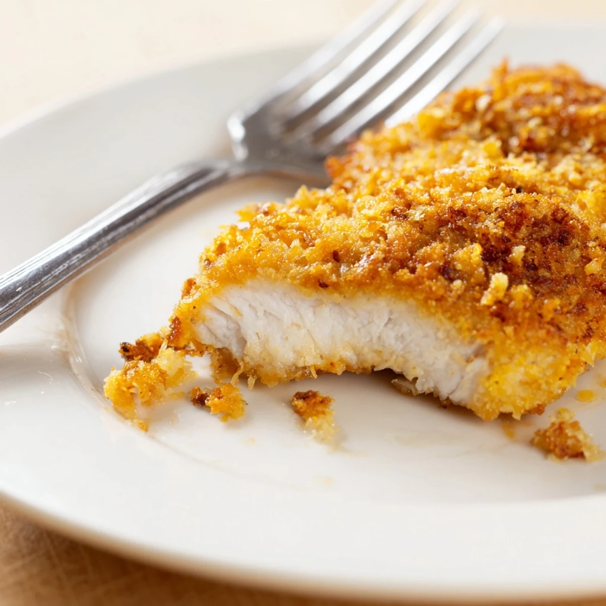 Juicy buttermilk fried chicken breast showcasing golden brown crispy exterior and tender interior