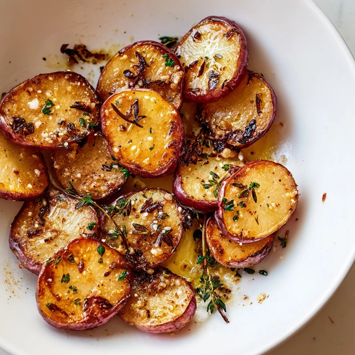 Garlic Roasted Radishes: golden, fork-tender edges with fragrant garlic and herbs.