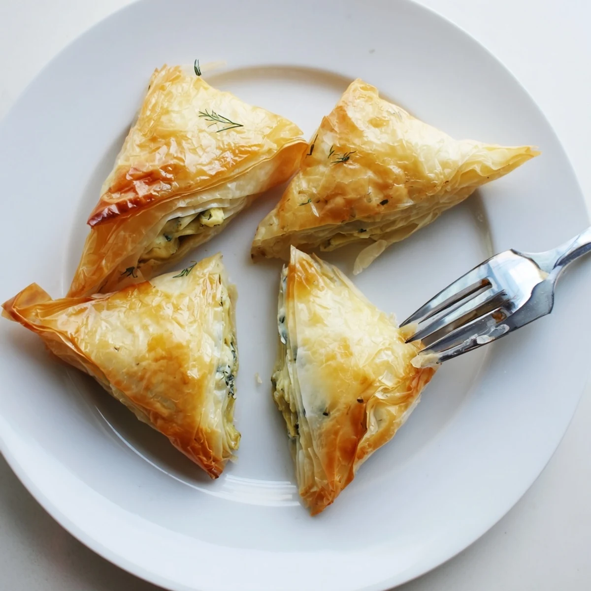 Golden artichoke and Graviera filo puffs with crispy layers and melted cheese filling