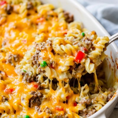 Cheesy Beef And Noodle Casserole